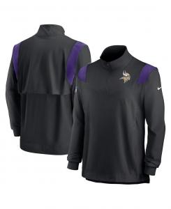 Мужская черная футболка с длинными рукавами и молнией четверти Minnesota Vikings Sideline Coach Chevron Lockup Nike