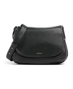 Черная кожаная сумка через плечо с магнитной застежкой Coccinelle, черный