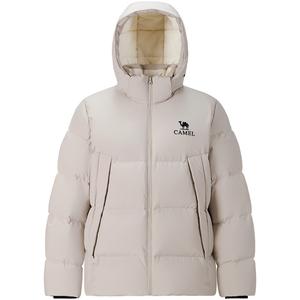 Пуховик мужской с отстегивающимся капюшоном утепленный CAMEL, truffle серый