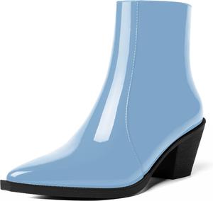 Женские ботильоны ROSERWISH с боковой молнией, лаковые, модные, повседневные, для свиданий, с заостренным носком, на устойчивом низком каблуке 2 дюйма