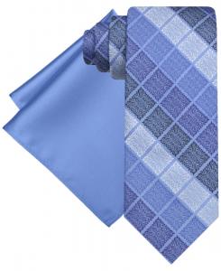 Мужской галстук с градиентными квадратами и однотонный нагрудный платок Steve Harvey, Med Blue Sky