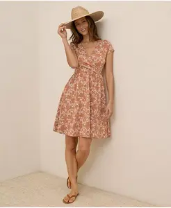 Женское облегающее платье-клеш с перекрестным кроем Pact, оранжевый