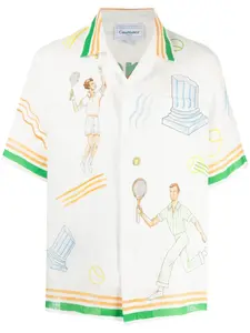 Льняная рубашка с логотипом CASABLANCA, мультиколор