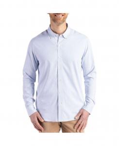 Рубашка в тонкую полоску с длинными рукавами больших размеров Cutter & Buck, Pale blue/white