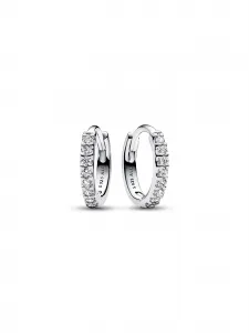 Сверкающие серьги-кольца Huggie Hoop Pandora, серебро