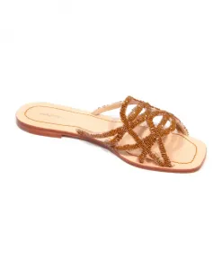 Шлепанцы с бусинами, сандалии-капри Maliparmi, коричневый