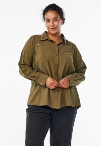 Блуза Zizzi MIT NIETEN, Dark Olive/Olive