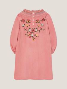 Детское платье с вышивкой и сборкой из вельвета Monsoon, Pink