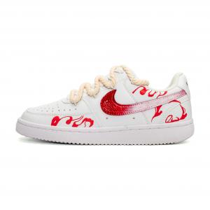 Nike Скейтбордные кроссовки Court Vision 1 Wheel Rings 20 с амортизацией и износостойким покрытием, низкие, унисекс, красно-белый