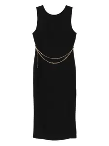 Платье миди без рукавов с цепочкой TWINSET, черный