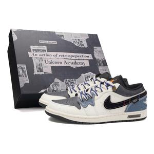 Air 1 Hobo джинсовые устойчивые к истиранию низкие кроссовки в винтажном стиле унисекс Jordan, бежевый/синий