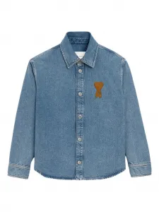 Джинсовая рубашка с логотипом AMI Paris, синий