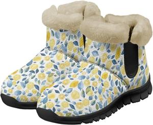 Женские зимние ботинки Jeiento Lemon с фруктовым принтом, противоскользящие, модные пушистые прогулочные ботинки