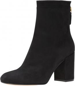 Женские ботильоны FOWT с круглым носком и задней молнией, удобные, с массивным средним каблуком, теплая обувь для зимы и осени, для работы, вечеринок и выпускных, размеры 4-16 US, Black