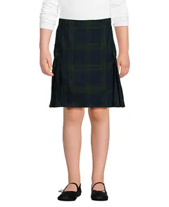 Школьная юбка-шорты для девочек с боковой складкой и клетчатым принтом, длина выше колена Lands' End, синий