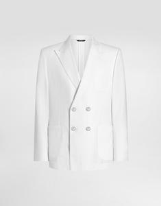 Льняной двубортный пиджак portofino Dolce & Gabbana, белый