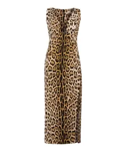 Платье с принтом ягуара, облегающего силуэта. Roberto Cavalli, коричневый