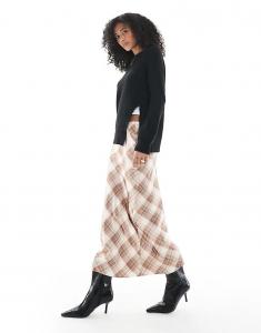 Юбка миди New Look из атласа в клетку розового цвета