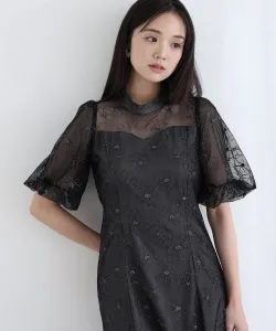 Платье с пышными рукавами, вечернее платье, платье для вечеринки, свадебное платье Pourvous, цвет Black