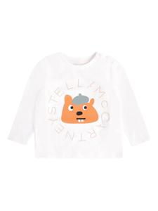 Футболка с длинными рукавами и анималистичным принтом Stella McCartney Kids, белый