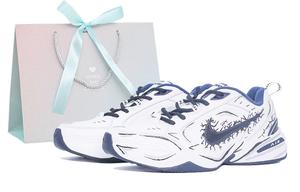 Nike Air Monarch 4 устойчивые к истиранию низкие массивные кроссовки unisex black white blue