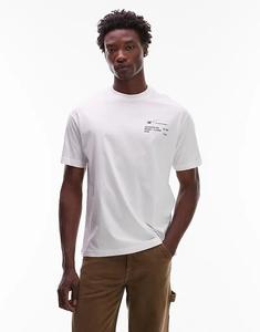 Футболка свободного кроя с логотипом CAT WWR 180 г/м² белого цвета