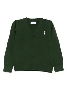 Кардиган с вышитыми пуговицами-логотипами TRUSSARDI JUNIOR, зеленый