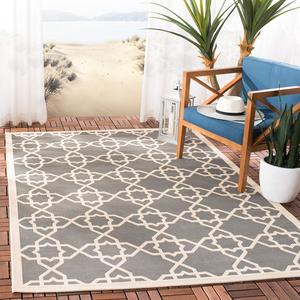 Ковер SAFAVIEH, 79 x 153 см, Washable Rug Outdoor Courtyard Collection - , Grey & Beige, Non-Shedding & Easy Cleaning, идеально для патио, заднего двора, прихожей (CY6032-246)