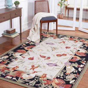 Ковер SAFAVIEH, 244 x 305 см, - коллекция Chelsea - большой - цвета ivory и black, ручное вязание из шерсти, дизайн в стиле французской деревни, идеально для гостиной, спальни, офиса, столовой (HK94A)