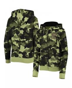 Женская зеленая толстовка с капюшоном Chicago Cubs 2022 MLB Armed Forces Day Camo с застежкой-молнией New Era