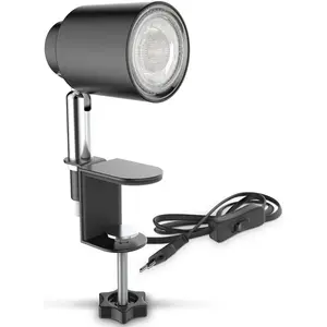 Настольная лампа BK_KL1353 LED, скучная лампа, включая светодиод GU10, поворотная GU10 1 шт. Теплый белый, поворотная, металл, черный, 3000K, 400 лм, зажим до 3 см, 5 Вт B.K.Licht, черный