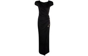 VERSACE Женское черное платье с коротким рукавом