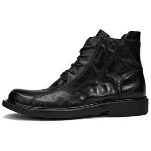 LEYGMENLG Черные мужские полусапожки на каблуке 3,3 см из телячьей кожи, цвет Black (Baby Calf Leather)