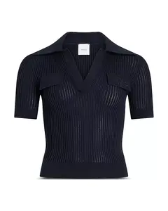 Вязаная блузка-поло с вышивкой Patou, синий