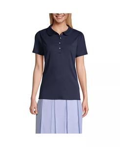 Женская школьная форма с коротким рукавом, рубашка поло с воротником «Питер Пэн» Lands' End, синий