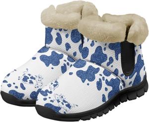 Twousenru Синие женские зимние ботинки с мехом, укороченные ботильоны для пеших прогулок, противоскользящие теплые повседневные ботинки