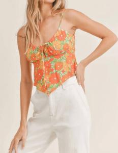 Топ Summer Forever на бретелях с завязками спереди в оранжевом цвете Sadie & Sage