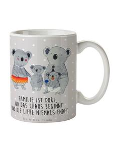 Кофейная кружка Семейство коал с надписью в пастельно-сером цвете Mr. & Mrs. Panda