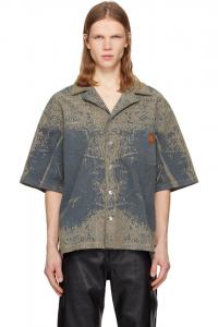 Amiri Выцветшая синяя джинсовая рубашка с банданой