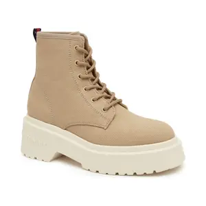 Праздничные ботильоны Tommy Hilfiger на шнуровке с добавлением кожи Tommy Hilfiger, бежевый