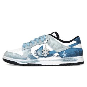 Nike Кроссовки для скейтбординга Unisex Dunk с амортизацией, износостойкие, низкие, сине-бело-серые