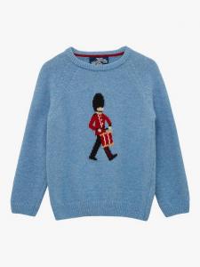 Детский джемпер с узором гвардейца из шерстяной смеси Trotters, Blue Marl