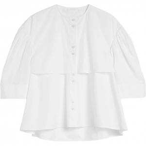 Собранная короткая рубашка из поплина JIL SANDER, белый