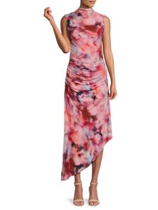 Платье-миди Kai из джерси с принтом и сборками без рукавов Amur, розовый/мульти