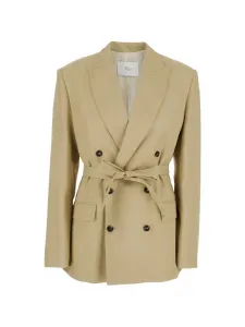 Двубортный пиджак Frost с поясом Tela, бежевый