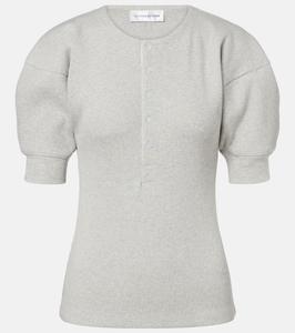 Рубашка хенли из хлопковой смесовой ткани Victoria Beckham, Grey Marl