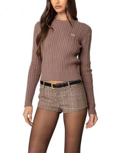 Свитер с косой вязкой Beverly Bow Edikted, коричневый