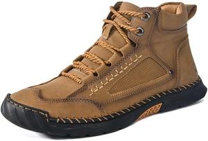 Мужские ручной работы кожаные ботинки Чукка на щиколотку, повседневные, водонепроницаемые кроссовки с просторным носком и поддержкой свода стопы Generic, коричневый