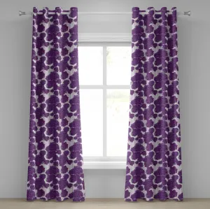 Шторы на люверсах ABAKUHAUS сиреневого цвета, необычный яркий рисунок с лепестками цветка аллиума, абстрактный рисунок пиона в викторианском стиле хиппи, декоративные двухпанельные шторы, 280 см x 225 см, цвет белый, фиолетовый