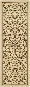 Ковер SAFAVIEH, 69 x 201 см, Washable Rug Outdoor Courtyard Collection - Runner, Natural & Brown, Non-Shedding & Easy Cleaning, идеально для патио, прихожей, гардеробной, коридора, кухни (CY2098-3001)